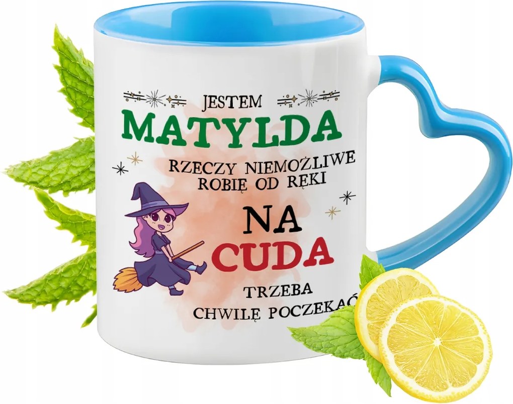 Matildának Kék Bögre Szív Alakú Füllel Kávé Ajándék