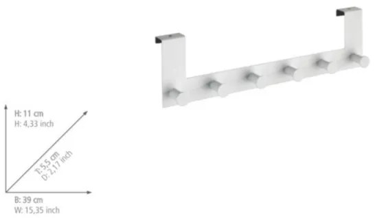 WENKO 23724100-CELANO fogas 39x11 cm fehér