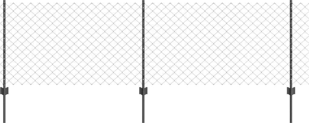 vidaXL Kerítés oszlopokkal Szürke 0,8 x 10 m Acél és PVC