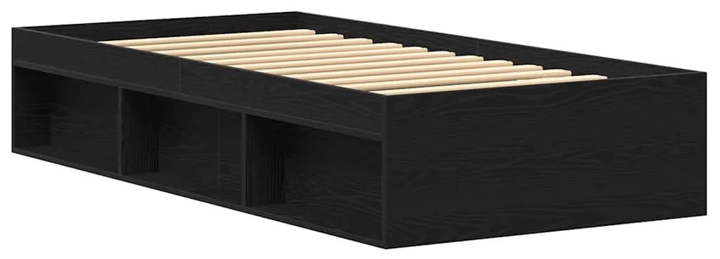 fekete tölgy színű szerelt fa ágykeret matrac nélkül 75x190 cm