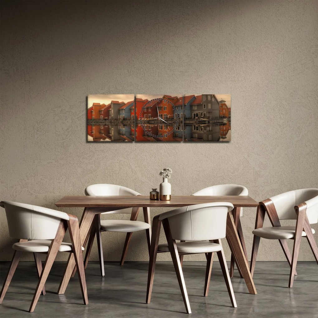 Színes házak képe (órával) (90x30 cm)