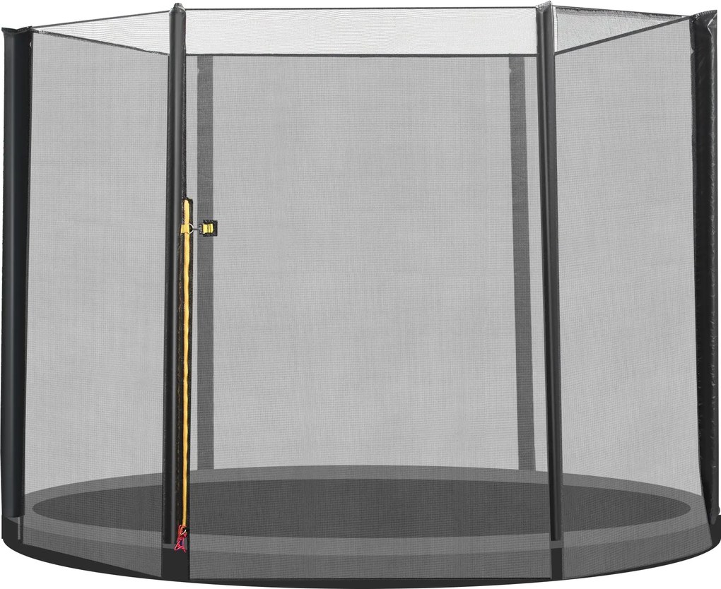 HOMCOM Csere Biztonsági Háló Kerek Trampolinhoz Ø244 cm Ki-Belépőcipzáras 6 Egyenes Pólushoz Ø244x180 cm Fekete | Aosom