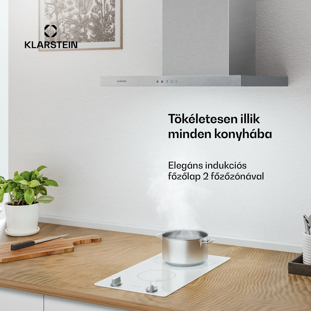 Klarstein Kochheld indukciós főzőlap | Elegáns és erőteljes | 2 főzőzóna | 3500 W | 30 cm