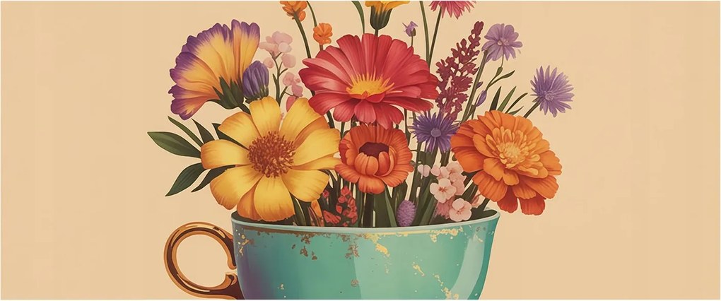 Dekoratív fotótapéta falra Könnyű összeszerelés Színes csokor 250x104 Ragasztó