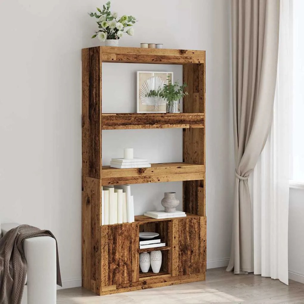 antik fa színű szerelt fa magasszekrény 92 x 33 x 180 cm