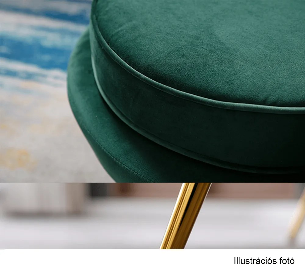 Fotel Art-deco stílusban, smaragd Velvet anyag/gold króm-arany, NOBLIN