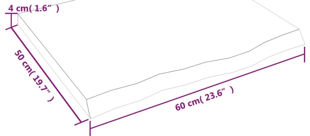 világosbarna kezelt tömör fa fürdőszobai pult 60x50x(2-4) cm