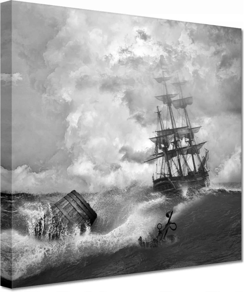 Vászonkép 60x60 Vihar Tenger Hajó Tájkép