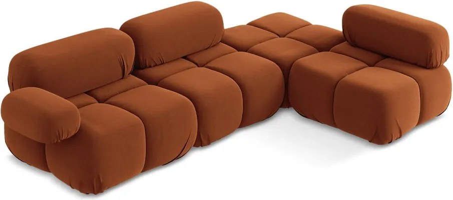 Narancssárga bársony moduláris sarokkanapé (jobb oldali) Lokua – Makamii