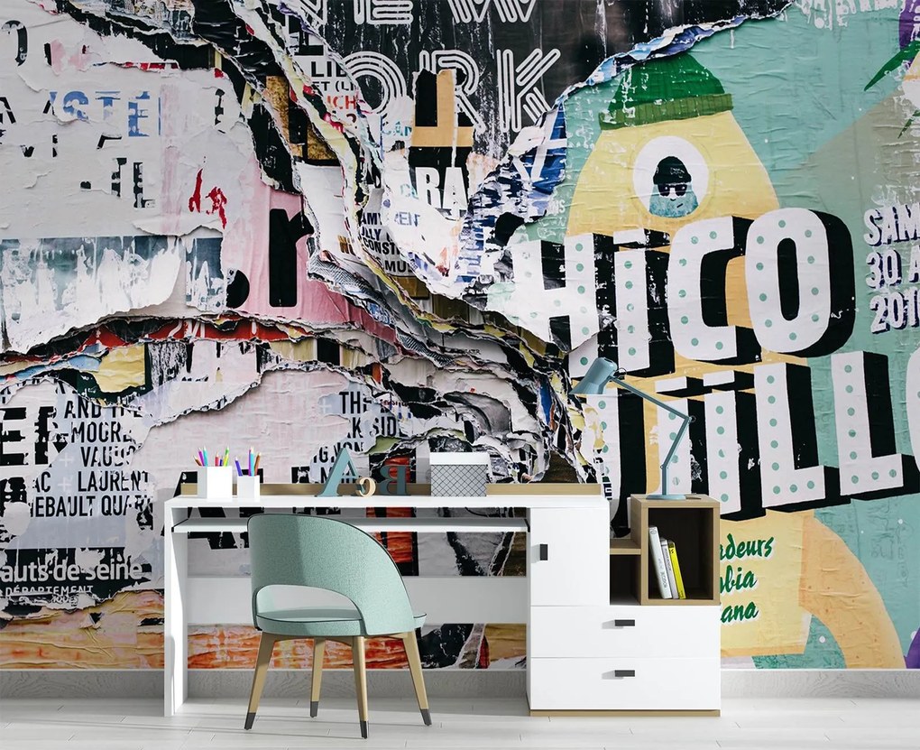 Gario Fotótapéta Grunge fal - régi, szakadt plakátok Anyag: Vlies, Méret: 150 x 105 cm