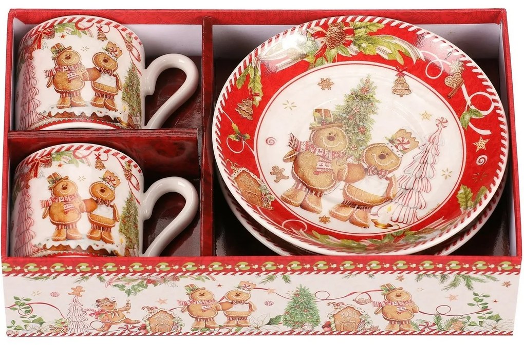 Mézeskalács ajándék szett 2 karácsonyi csésze csészealjjal 180 ml