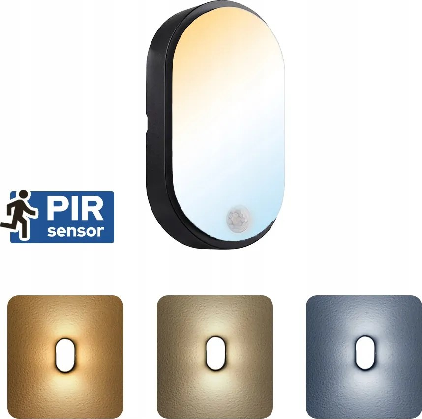 Horoz Mennyezeti LED-es mennyezeti lámpatest érzékelővel 15W 3CCT IP54 fekete