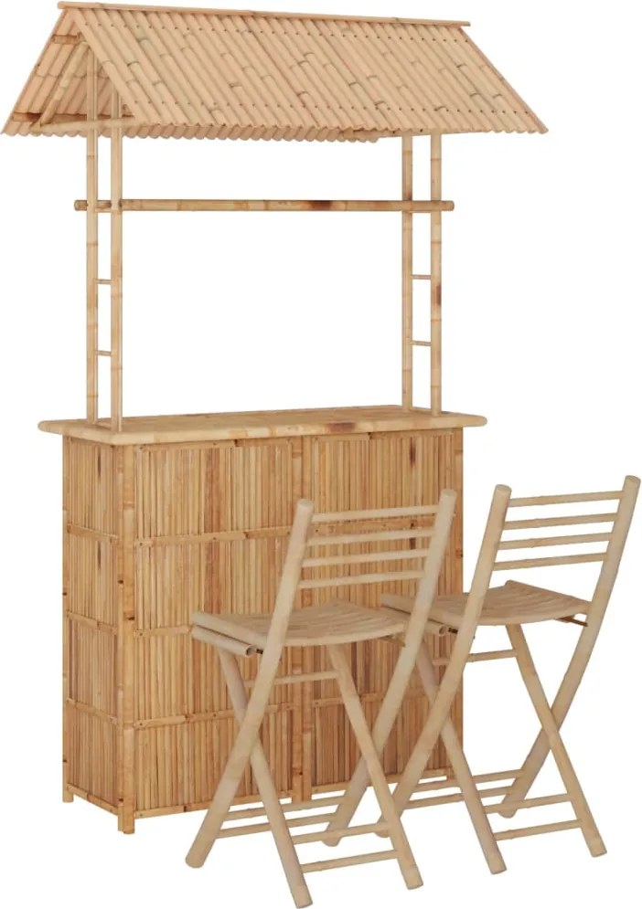 vidaXL 3 részes bambusz bárszett