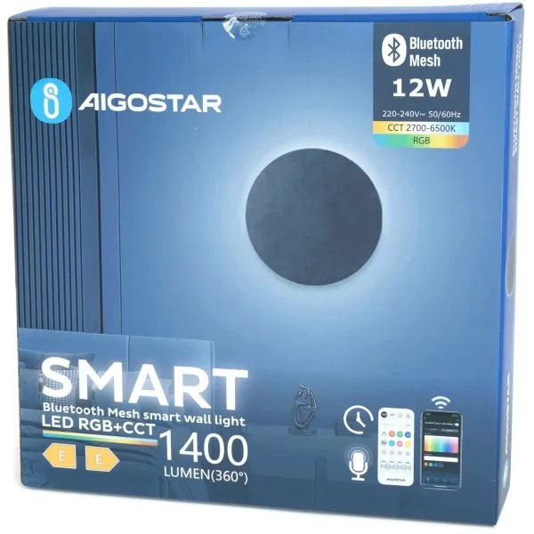 Aigostar - LED RGBW Dimmelhető fali világítás MESH Smart LED/12W/230V + távirányító fekete