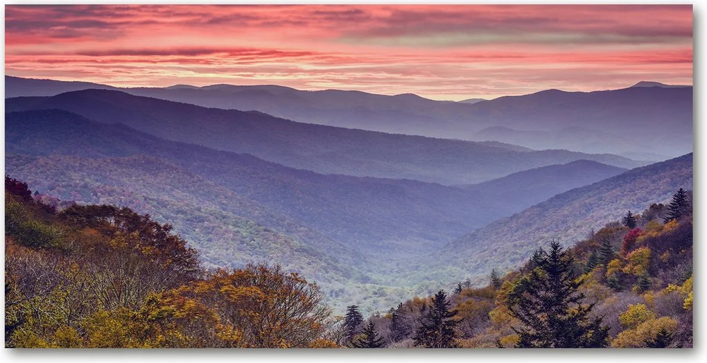 Fotó üveg kép Naplemente hegyek 140x70