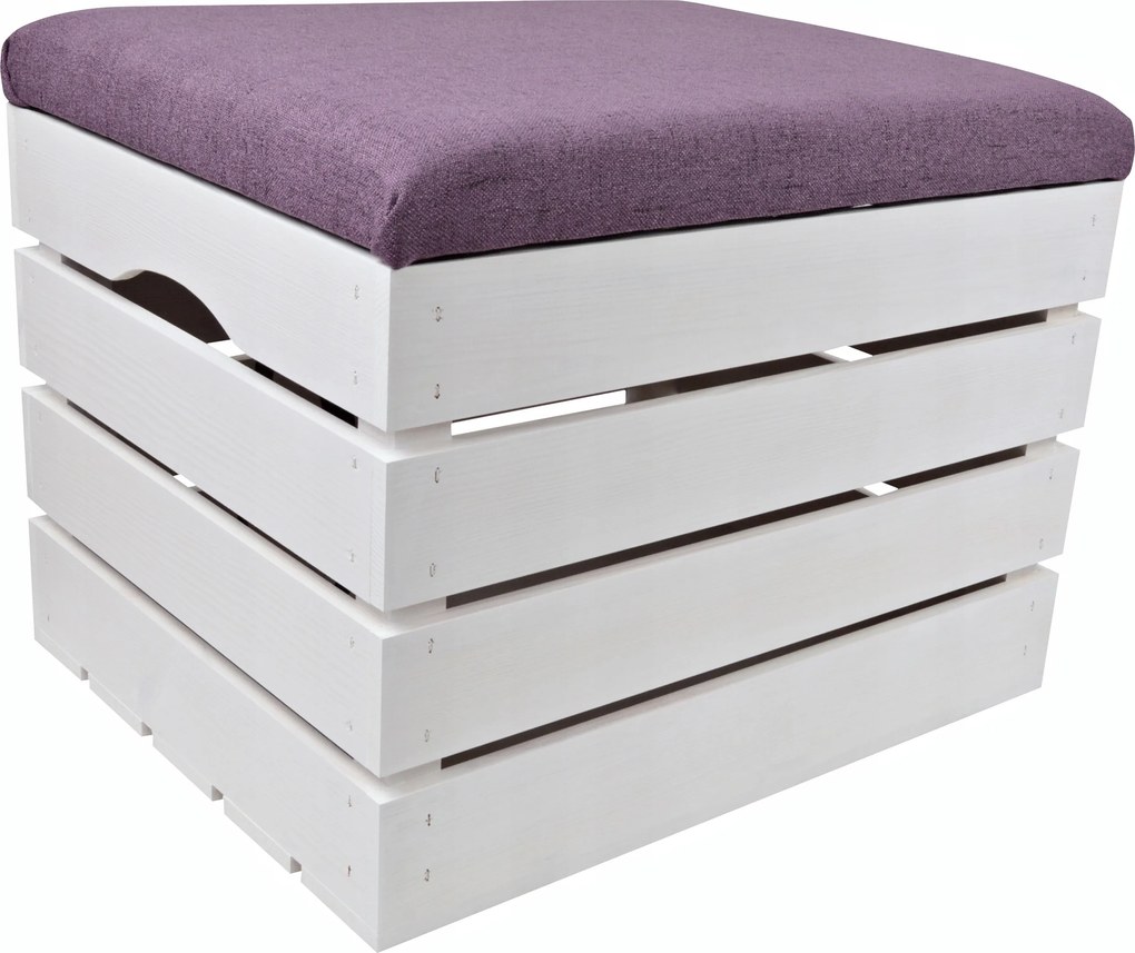 Fa Puff Kárpitozott Fehér Fenyő Láda