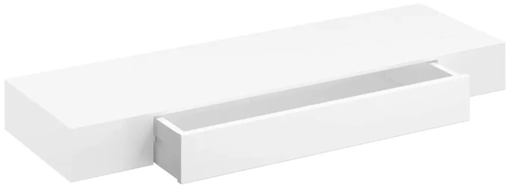 2 db fehér lebegő fali polc fiókkal 80 cm