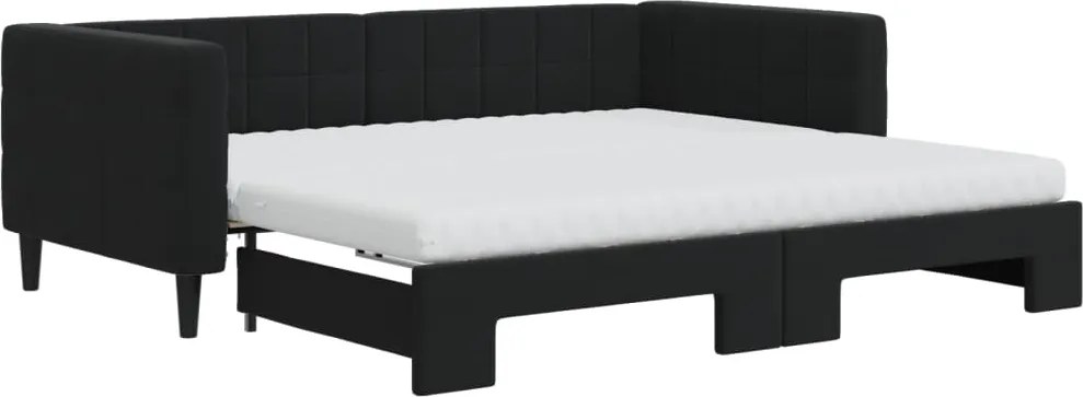 vidaXL fekete kihúzható bársony heverő matracokkal 90 x 190 cm