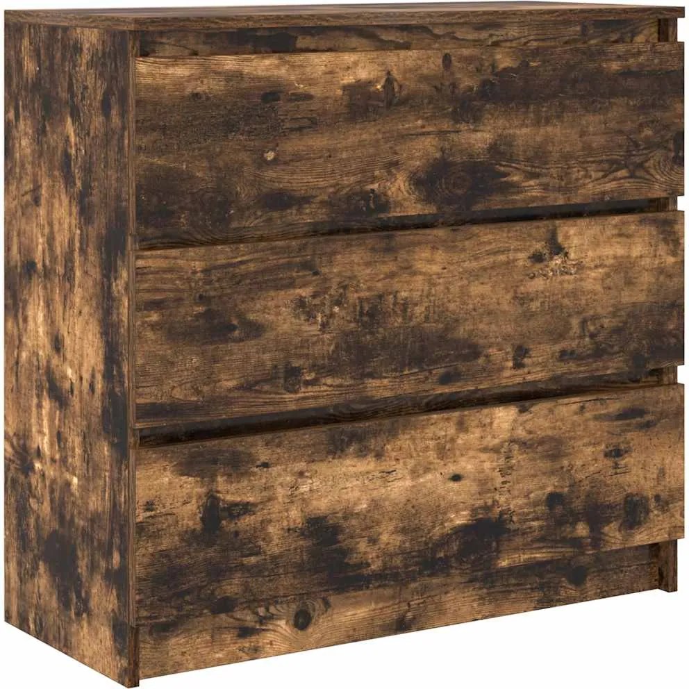 vidaXL füstös tölgy színű szerelt fa tálalószekrény 80x35x76 cm