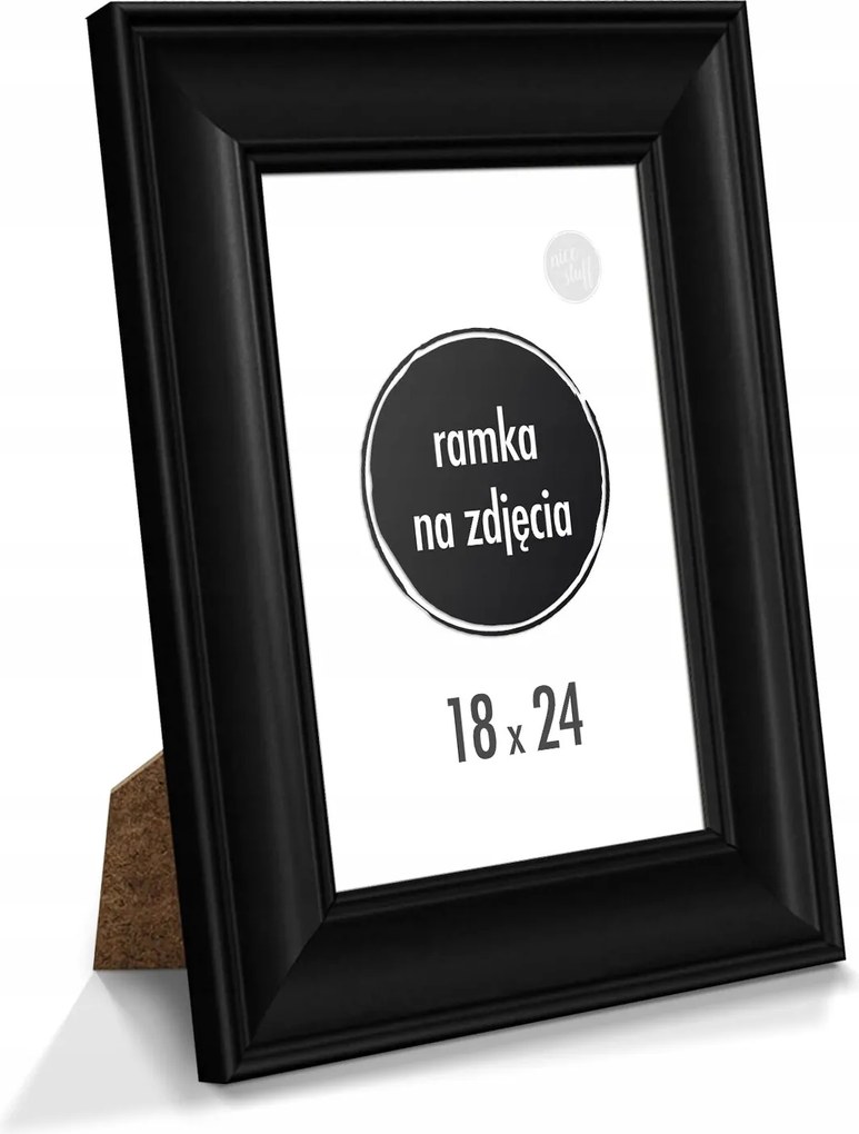 Képkeret 18x24 cm 24x18 tartóval Fekete