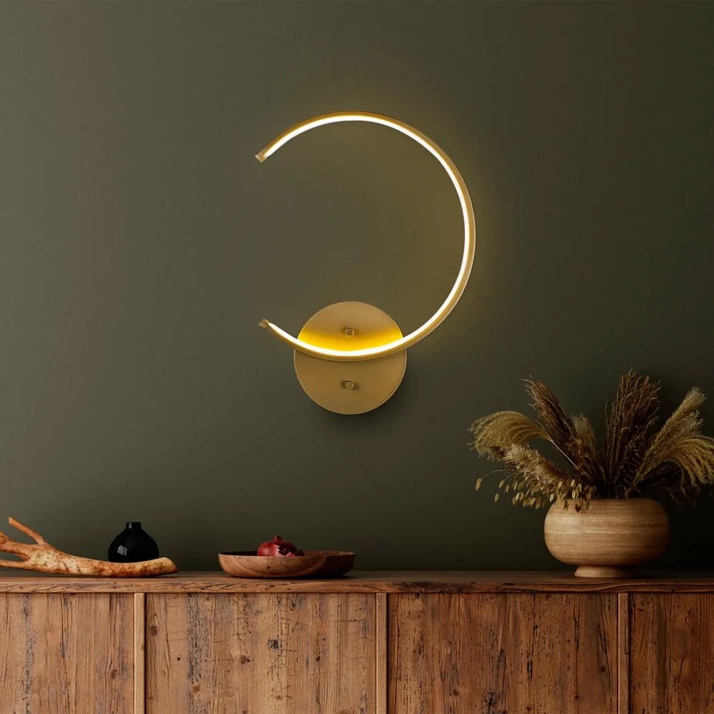 Aranyszínű LED fali lámpa ø 10 cm Moon – Opviq lights