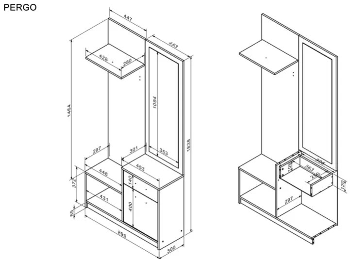 Pergo előszoba bútor kézműves tölgy