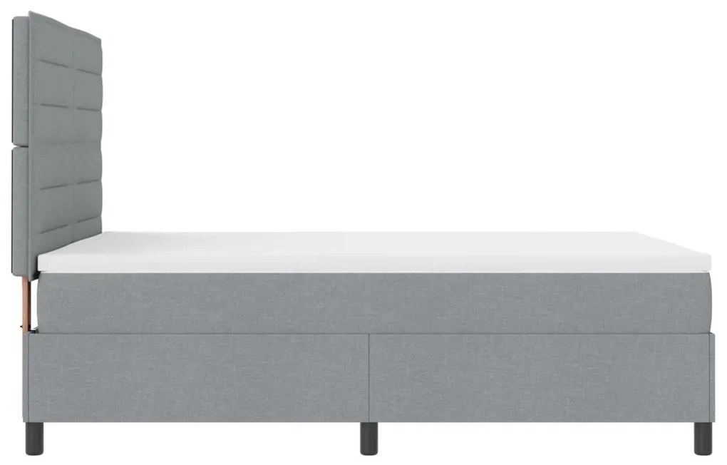 Rugós ágy matraccal és LED világítással, világosszürke, 160x200 cm szövet