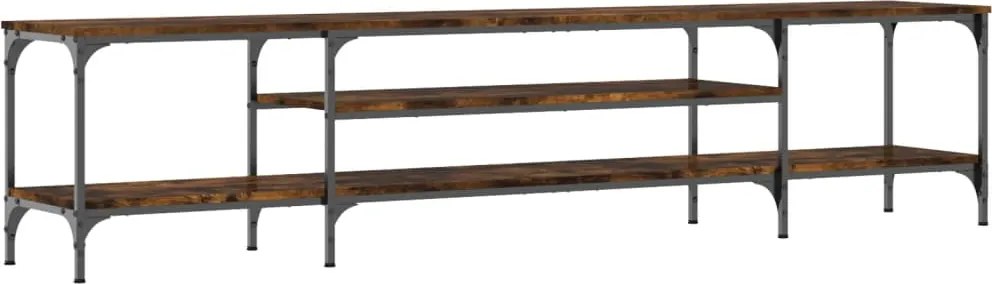 vidaXL füstös tölgy színű szerelt fa és vas TV-szekrény 201x35x45 cm