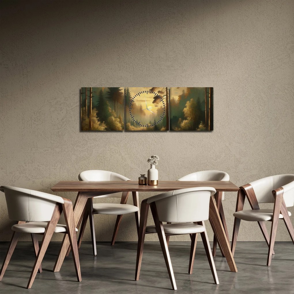 Kép - Napfény az erdőben (órával) (90x30 cm)