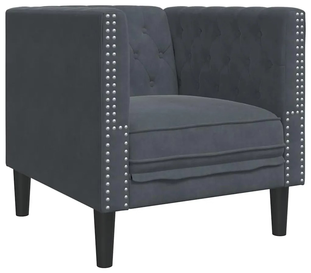 Chesterfield Kanapé Szék Argyle Sötétszürke 71 x 74.5 x 70.5 cm