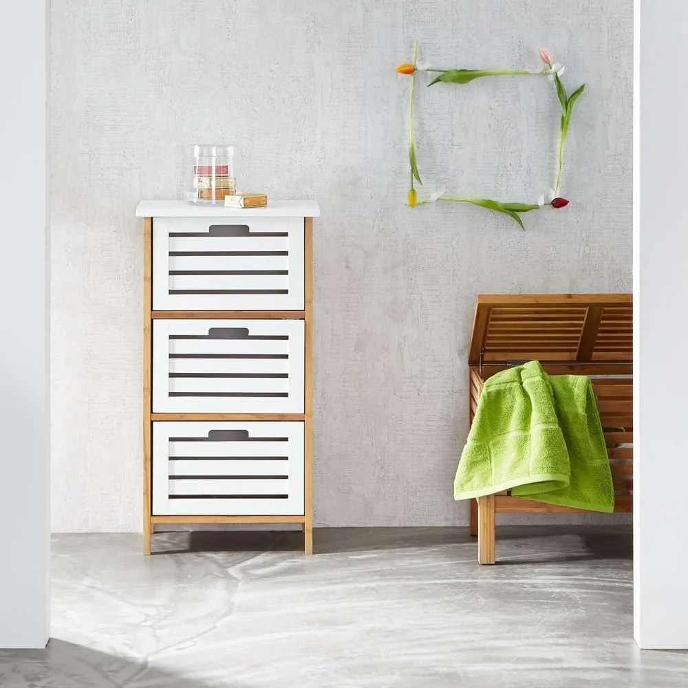 WHITE SANDS polc, 3 fiókkal 45x30x85cm