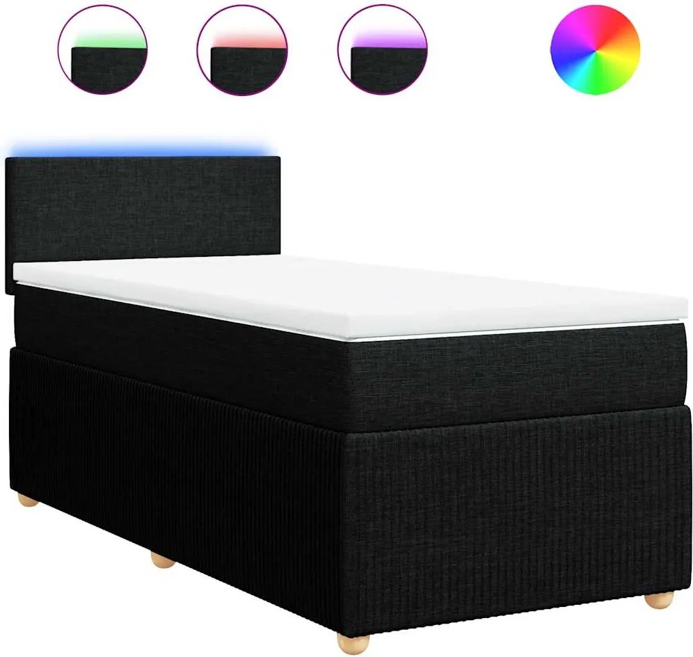 vidaXL fekete szövet rugós ágy matraccal 80 x 200 cm