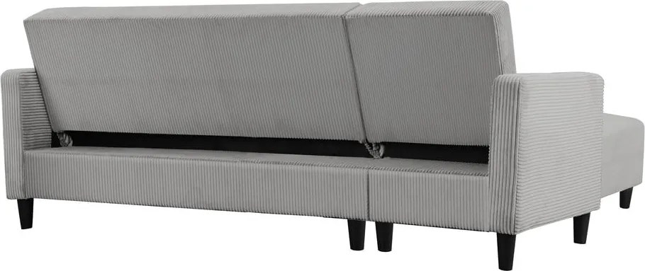 Világosszürke kordbársony kinyitható sarokkanapé Hartford – Støraa