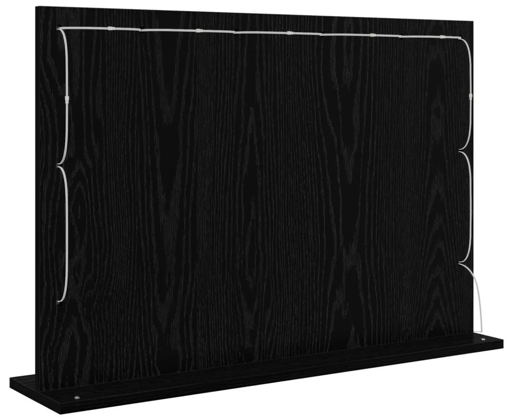 LED világítással ellátott sminktükör Fekete tölgy 80x55x18 cm
