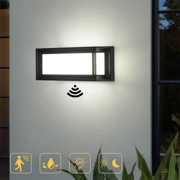 Brilagi - PARKER LED kültéri fali lámpa érzékelővel LED/12W/230V fekete IP44