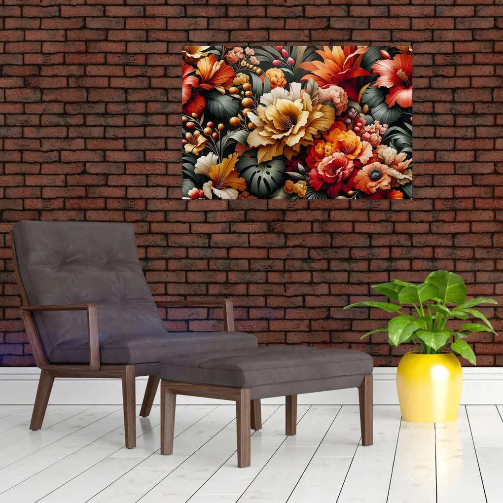 Kép - Narancs-vörös virágok (90x60 cm)
