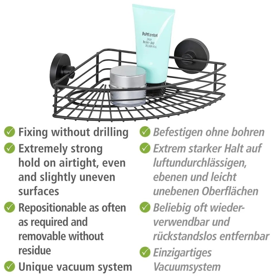 Vacuum-Loc® Bari fekete fürdőszobai sarokpolc - Wenko
