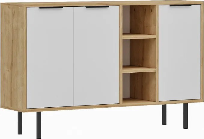 Viyana komód, zafír tölgy-fehér, 120 cm