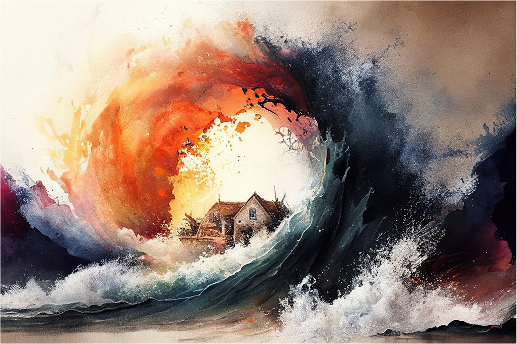 Kép - Az árvíz örvényében, akvarell (90x60 cm)