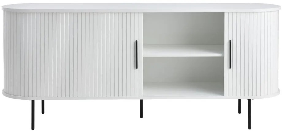 Fehér komód tolóajtóval 180x76x45 cm Nola – Unique Furniture