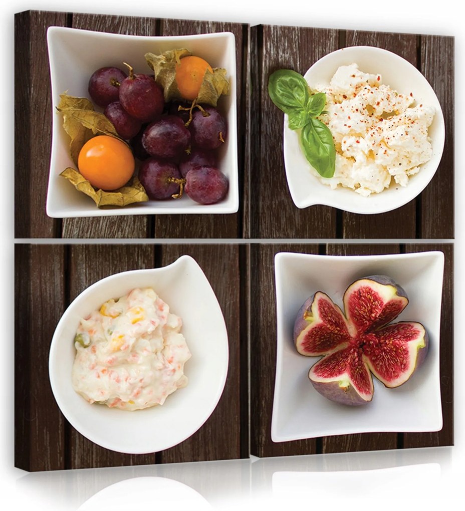 Vászonkép 50x50 Frissesség természetesség reggeli gyümölcs füge szőlő konyha