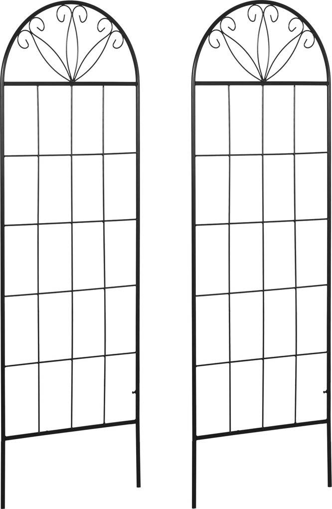 Outsunny Kertihaz Két Darabos Fém Mászó Növény Támogatók - 51 x 152 cm Fekete | Aosom