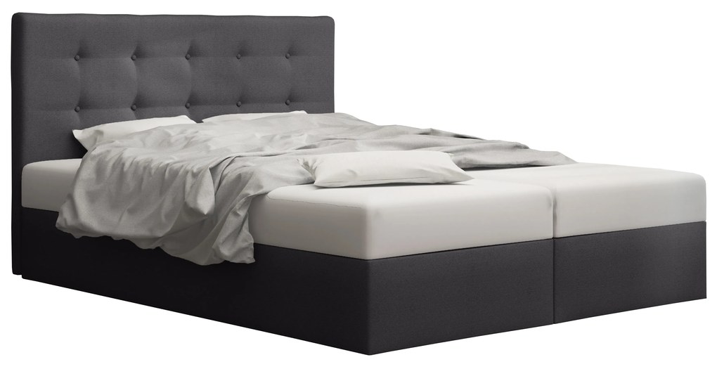 Franciaágy  Boxspring 140 cm Duel 1 (sötétszürke) (matraccal és tárolóhellyel). 1046424