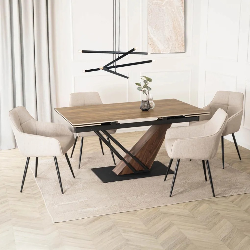 Bővíthető Étkezőasztal Sötét Tölgy/Fekete Színben. REX 160-220 cm