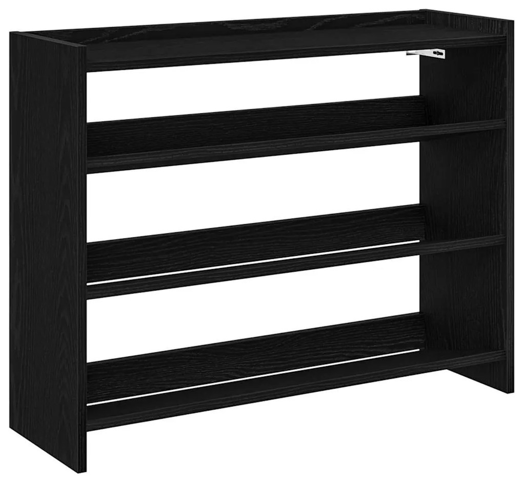 fekete szerelt fa cipőtároló szekrény 80x25x62 cm