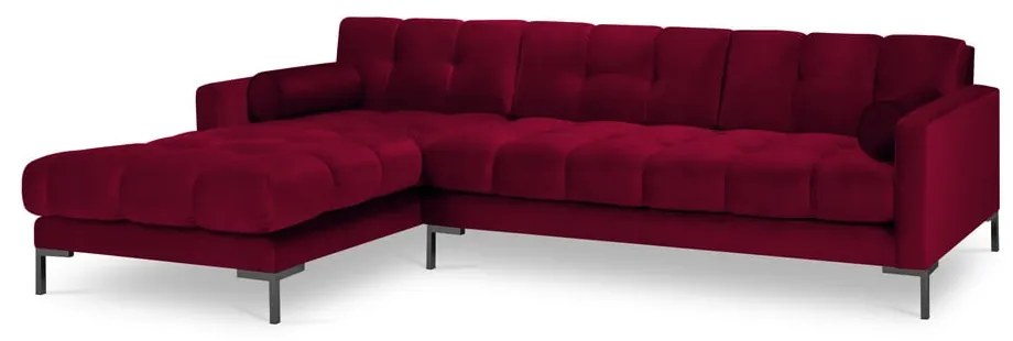 Bali piros bársony sarokkanapé, bal oldali - Cosmopolitan Design