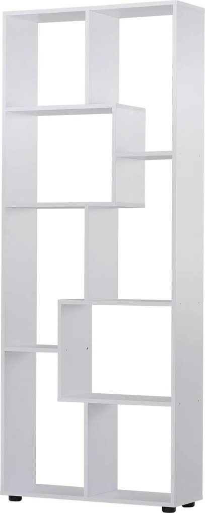 HOMCOM Modern Függőleges Könyvespolc 8 Polccal E1 Forgácslap 70x24x178cm Fehér | Aosom