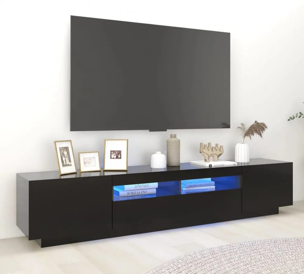 fekete TV-szekrény LED-lámpákkal 200 x 35 x 40 cm