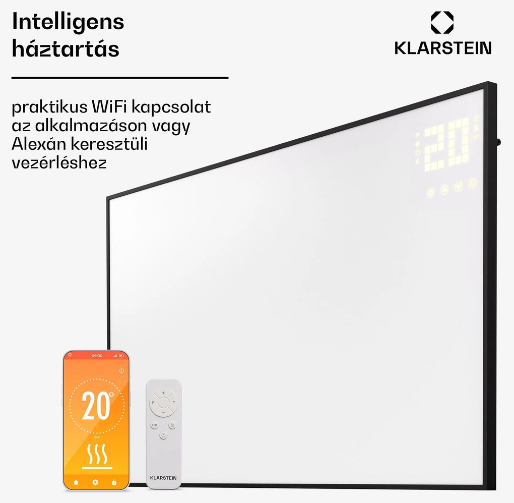 Klarstein Wonderwall Smart Bornholm, infravörös hősugárzó, 100 x 60 cm, 600 W, applikáció