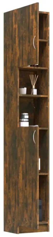 füstös tölgy színű szerelt fa fürdőszobaszekrény 32x25,5x190 cm